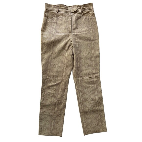 Vintage Y2K Womens Snakeskin Genuine Leather Pants Size 14 Rocker Editorial Glam - Picture 1 of 10